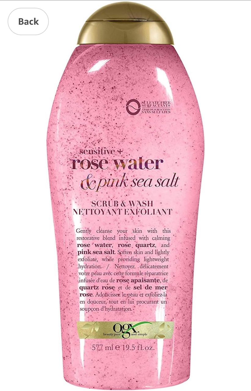 OGX Pink Sea Salt & Rosewater Gentle Soothing Body Scrub, 577 milliliters