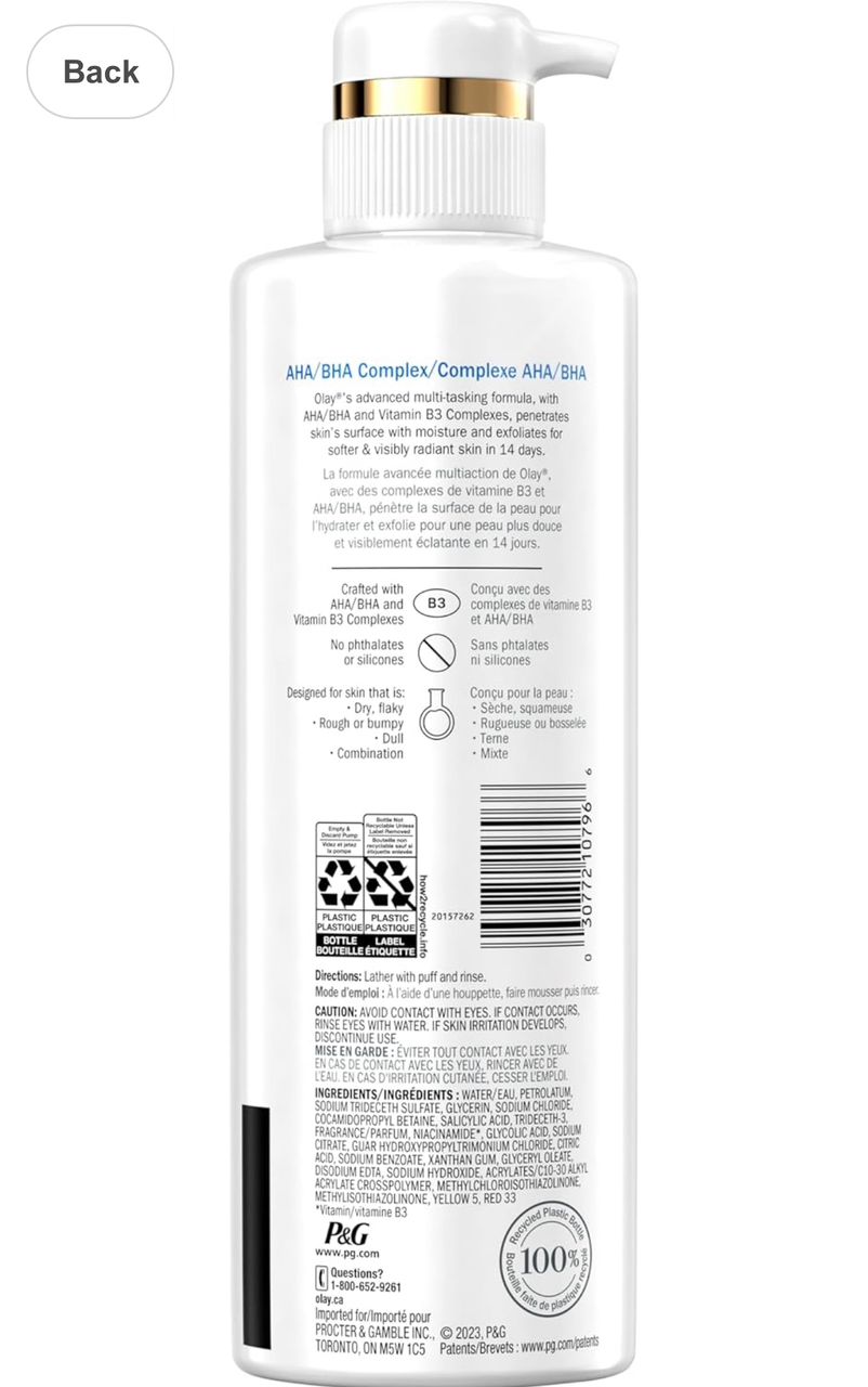 Olay Skin Solutions Body Wash with AHA/BHA Complex,