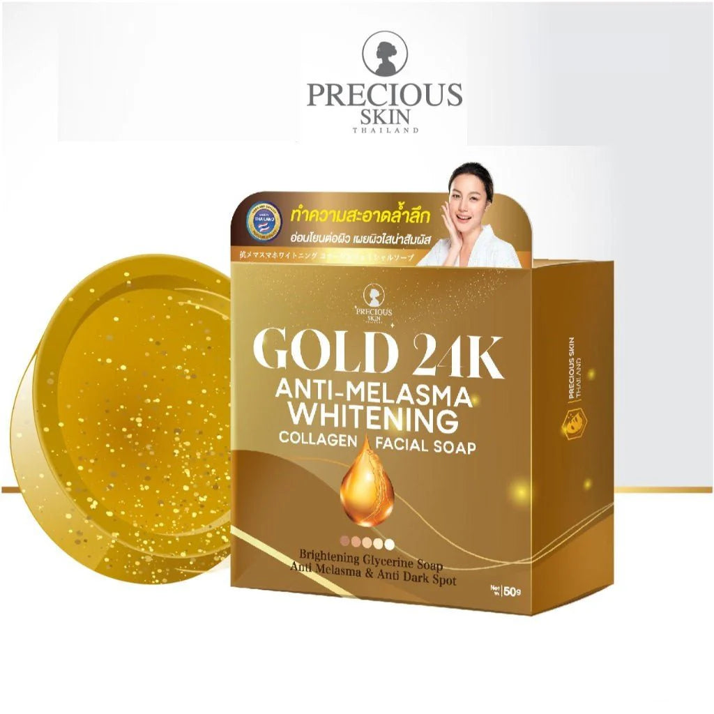 24K Anti-Melasma Whitening Collagen Facial Soap by Precious Skin Thailand 50g